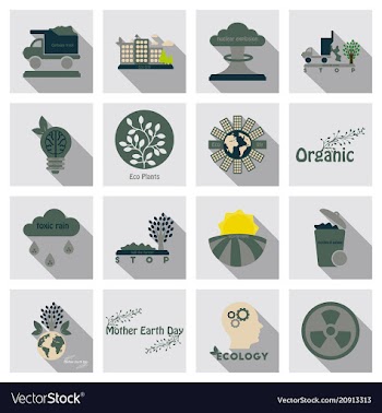 Set of ecology icons in flat style with shadow vector image