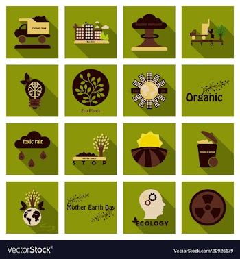 Set of ecology icons in flat style with shadow vector image