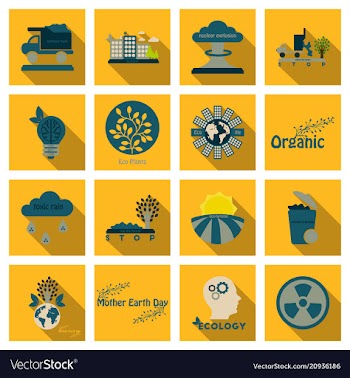 Set of ecology icons in flat style with shadow vector image