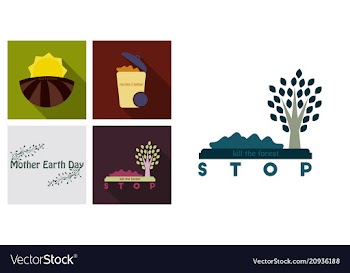 Set of ecology icons in flat style with shadow vector image