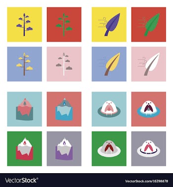Set of ecology icons on color backgrounds square vector image
