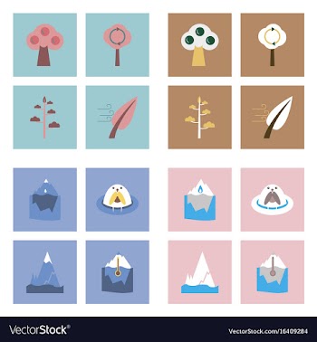 Set of ecology icons on color backgrounds square vector image