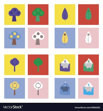 Set of ecology icons on color backgrounds square vector image