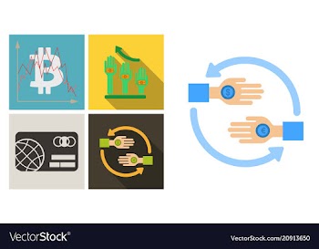 Set of economic icons included bitcoin in chart vector image