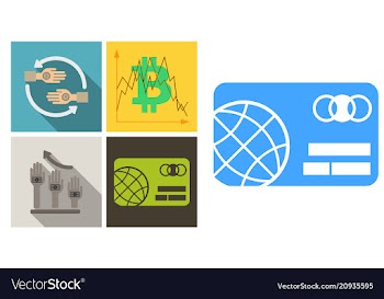 Set of economic icons included bitcoin in chart vector image