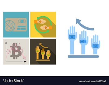 Set of economic icons included bitcoin in chart vector image