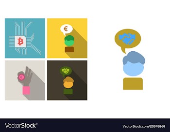 Set of economic icons included blockchain vector image