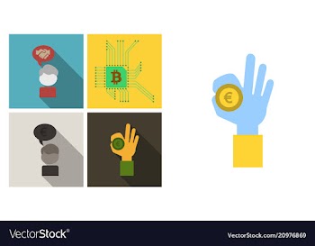 Set of economic icons included blockchain vector image