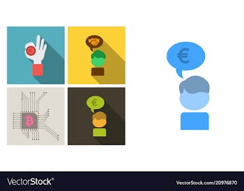 Set of economic icons included blockchain vector image