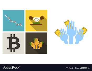 Set of economic icons included chart with icons vector image