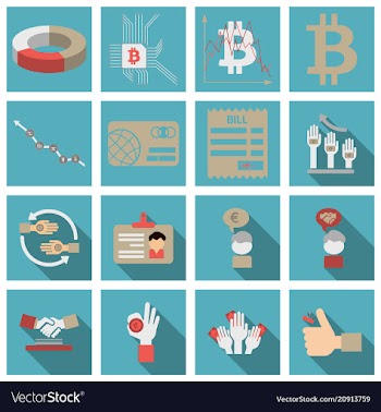 Set of economics icons in flat style with long vector image