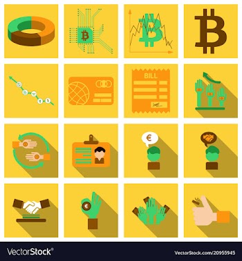 Set of economics icons in flat style with long vector image