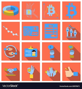 Set of economics icons in flat style with long vector image
