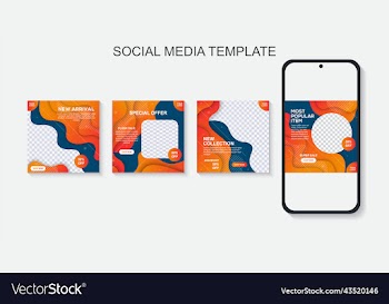 set of editable minimal square banner template