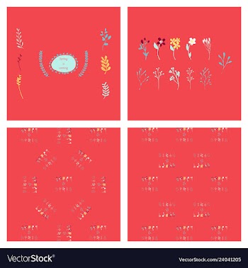 Set of elegant floral elements for your design vector image