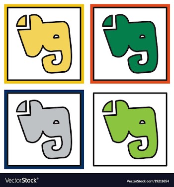 Set of elephant evernote logo vector image