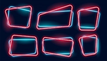 Set of empty glowing neon frames banner Free Vector