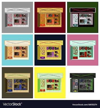 Set of facade gadgets shop the sale of computers vector image