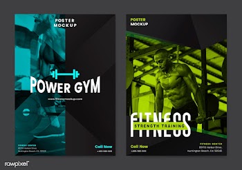 Set of fitness club posters vector | Free stock vector - 533073