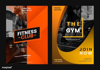 Set of fitness club posters vector | Free stock vector - 533099