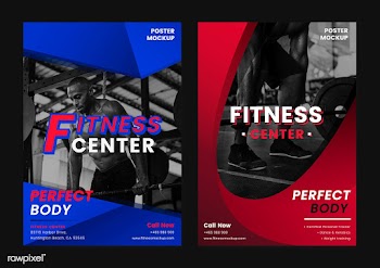 Set of fitness club posters vector | Free stock vector - 533123
