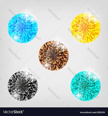  					Set of five colored diamonds vector image														