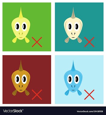 Set of flat aquarium fish silhouette colorful vector image