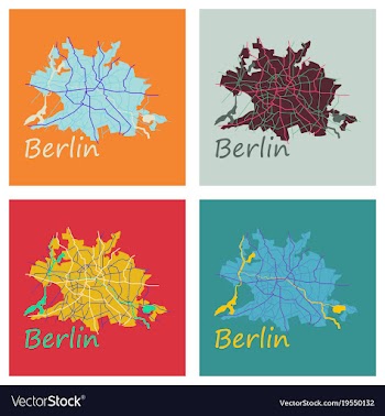 Set of flat berlin city map with boroughs vector image