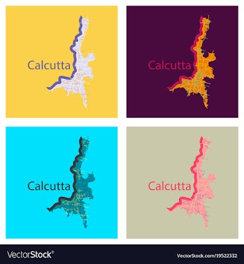 Set of flat calcutta map city with borders of the vector image