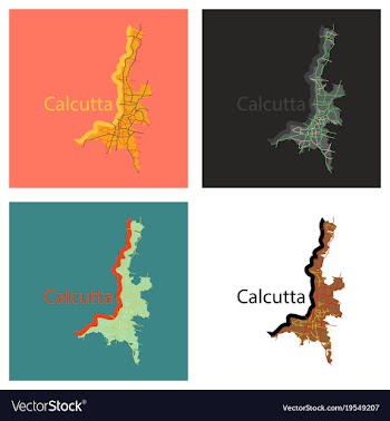Set of flat calcutta map city with borders of the vector image