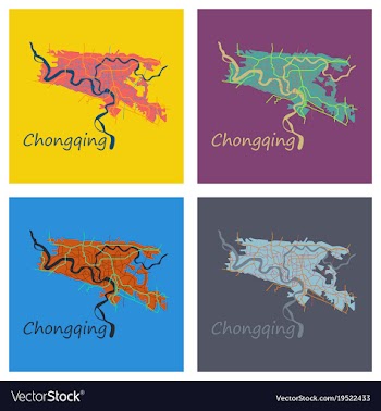 Set of flat chongqing city map simple flat vector image