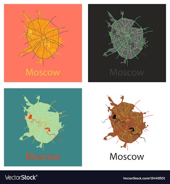 Set of flat color map of moscow all objects are vector image