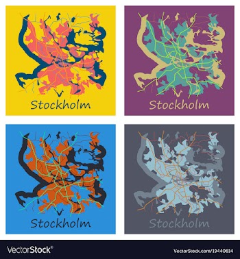 Set of flat color map of stockholm sweden all vector image