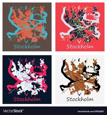 Set of flat color map of stockholm sweden all vector image