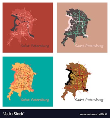 Set of flat color map of the centre of st vector image