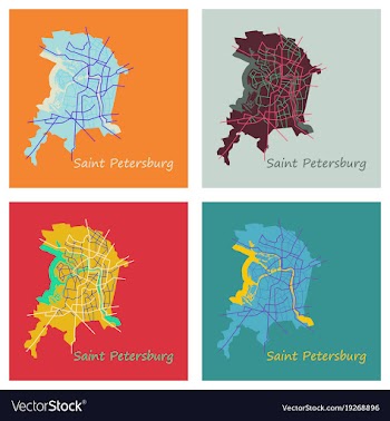 Set of flat color map of the centre of st vector image