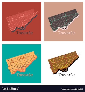 Set of flat color map of toronto canada city plan vector image