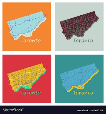 Set of flat color map of toronto canada city plan vector image