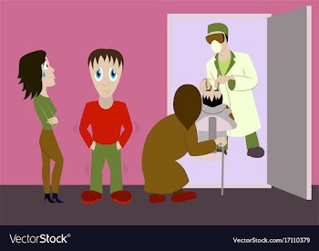 Set of flat colorful dentist office interior with vector image