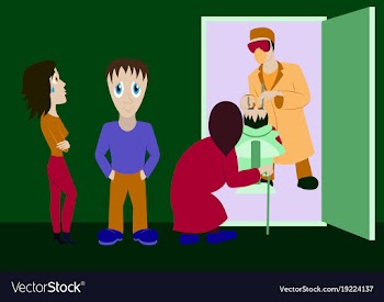 Set of flat colorful dentist office interior with vector image
