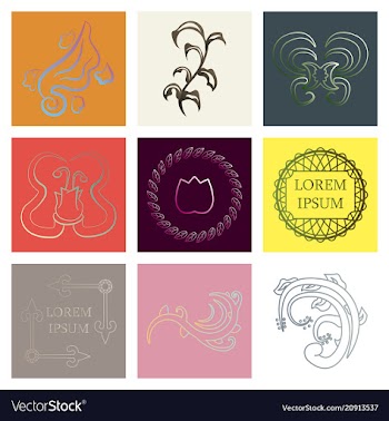 Set of flat design elements in vintage style vector image