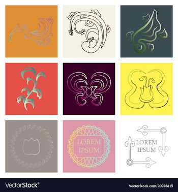Set of flat design elements in vintage style vector image