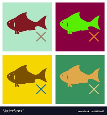 Set of flat fish drawing seafood great for menu vector image
