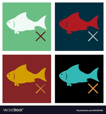 Set of flat fish drawing seafood great for menu vector image