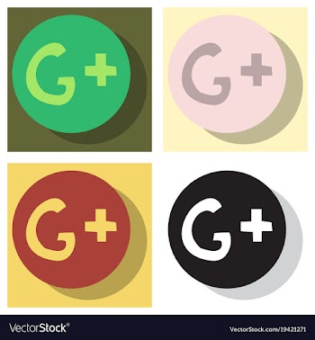Set of flat google plus icons on background vector image