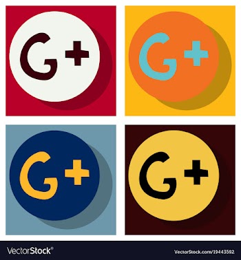 Set of flat google plus icons on background vector image