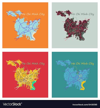 Set of flat ho chi minh city administrative map vector image