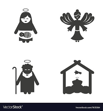 Set of flat icon black and white style holy Family vector image