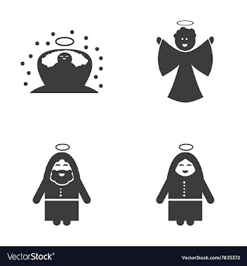 Set of flat icon black and white style holy Family vector image