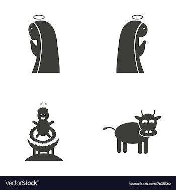 Set of flat icon black and white style holy Family vector image